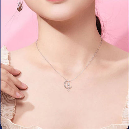 925 Sterling Silver Moonstone Cat Pendant Necklaces